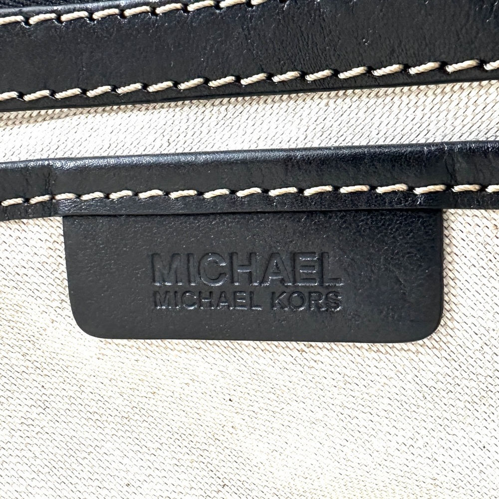 Michael Kors Black Leather Medium Shoulder Bag Side Belted Brass Logo Buckles - Picture 13 of 13